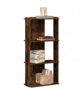 vidaXL Bookcase 3-Tier Smoked Oak 60x30x120 cm Engineered Wood — Size: 60 x 30 x 120 cm