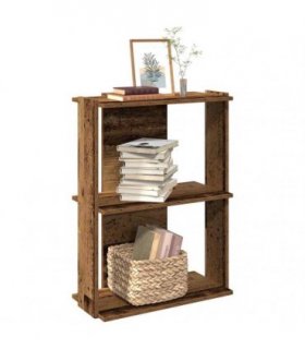 vidaXL Bookcase 3-Tier Old Wood 60x30x80 cm Engineered Wood — Size: 60 x 30 x 80 cm
