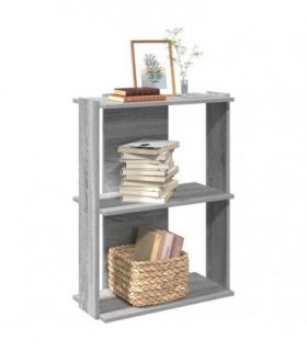 vidaXL Bookcase 3-Tier Grey Sonoma 60x30x80 cm Engineered Wood — Size: 60 x 30 x 80 cm