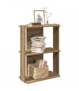vidaXL Bookcase 3-Tier Artisan Oak 60x30x80 cm Engineered Wood — Size: 60 x 30 x 80 cm