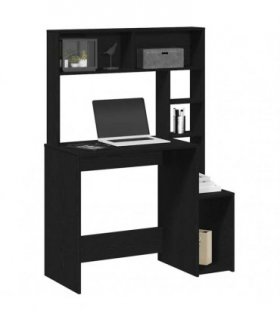 vidaXL Desk with Shelves Black 100x45x140 cm Engineered Wood