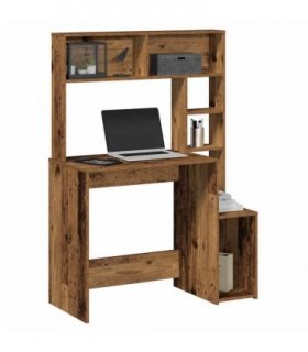 vidaXL Desk with Shelves Old Wood 100x45x140 cm Engineered Wood