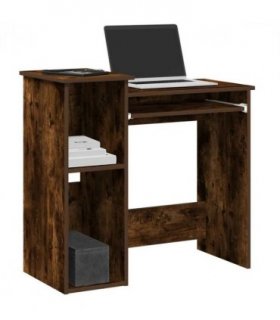 vidaXL Desk with Shelves Smoked Oak 84x40x78 cm Engineered Wood