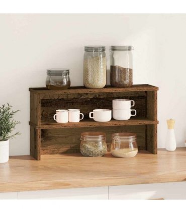 vidaXL Kitchen Racks Stackable 2 pcs Old Wood 60x15x16 cm — Size: 60 x 15 x 16 cm
