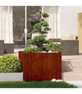vidaXL Planter Rusty 100x100x80 cm Weathering Steel — Size: 100 x 100 x 80 cm