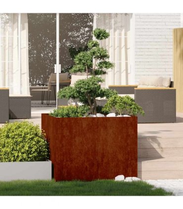 vidaXL Planter Rusty 100x100x80 cm Weathering Steel — Size: 100 x 100 x 80 cm