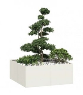 vidaXL Planter White 100x100x40 cm Steel — Size: 100 x 100 x 40 cm