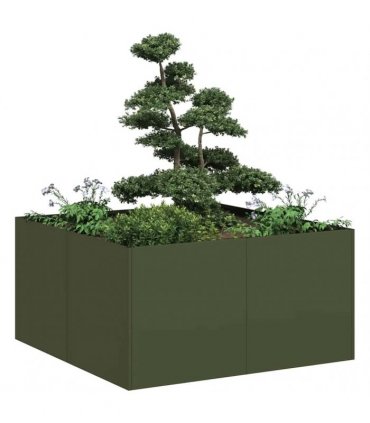 vidaXL Planter Olive Green 80x80x40 cm Cold-rolled Steel — Size: 80 x 80 x 40 cm