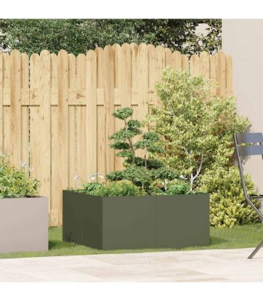 vidaXL Planter Olive Green 80x80x40 cm Cold-rolled Steel — Size: 80 x 80 x 40 cm