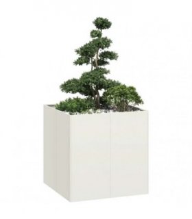 vidaXL Planter White 80x80x80 cm Steel — Size: 80 x 80 x 80 cm