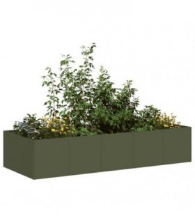 vidaXL Planter Olive Green 200x80x40 cm Steel — Size: 200 x 80 x 40 cm