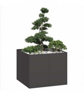 vidaXL Planter Black 100x100x80 cm Steel — Size: 100 x 100 x 80 cm