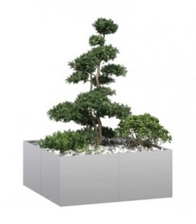vidaXL Planter 100x100x40 cm Galvanised Steel — Size: 100 x 100 x 40 cm