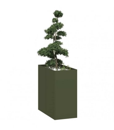 vidaXL Planter Olive Green 40x80x80 cm Steel — Size: 40 x 80 x 80 cm