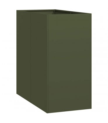 vidaXL Planter Olive Green 40x80x80 cm Steel — Size: 40 x 80 x 80 cm