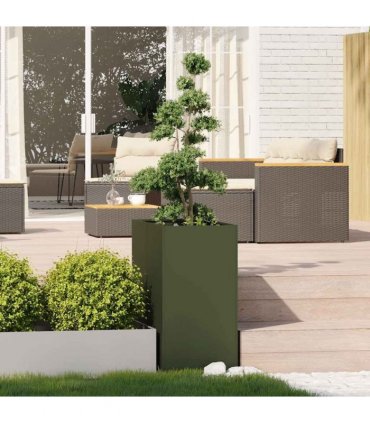 vidaXL Planter Olive Green 40x80x80 cm Steel — Size: 40 x 80 x 80 cm