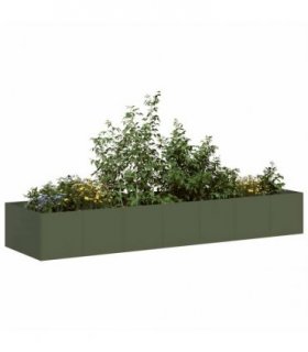 vidaXL Planter Olive Green 280x80x40 cm Steel — Size: 280 x 80 x 40 cm