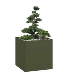 vidaXL Planter Olive Green 80x80x80 cm Steel — Size: 80 x 80 x 80 cm