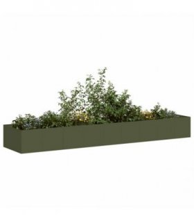 vidaXL Planter Olive Green 360x80x40 cm Steel — Size: 360 x 80 x 40 cm