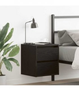 vidaXL Wall-mounted Bedside Cabinets 2 pcs Black Oak 38x34x40 cm