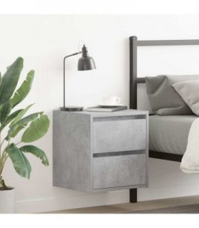 vidaXL Wall-mounted Bedside Cabinets 2 pcs Concrete Grey 38x34x40 cm — V0672060358