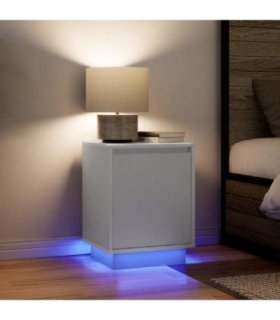 vidaXL Bedside Cabinets with LED Lights 2 pcs White 38x34x50 cm