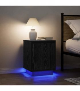 vidaXL Bedside Cabinets with LED Lights 2 pcs Black 38x34x50 cm