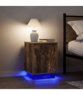 vidaXL Bedside Cabinets with LED Lights 2 pcs Smoked Oak 38x34x50 cm