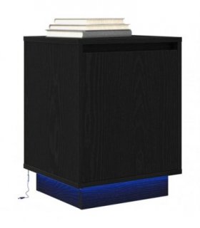 vidaXL Bedside Cabinet with LED Lights Black 38x34x50 cm