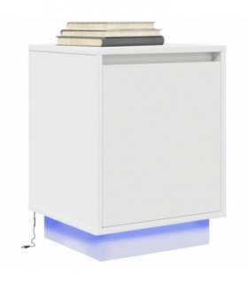 vidaXL Bedside Cabinet with LED Lights White 38x34x50 cm