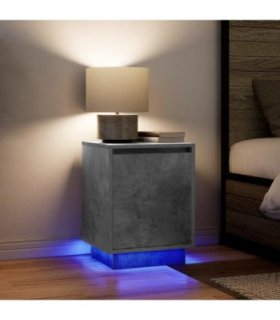vidaXL Bedside Cabinets with LED Lights 2 pcs Concrete Grey 38x34x50 cm