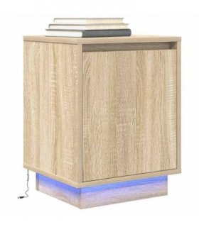 vidaXL Bedside Cabinet with LED Lights Sonoma Oak 38x34x50 cm