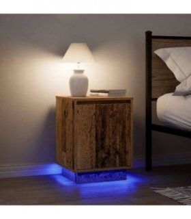 vidaXL Bedside Cabinets with LED Lights 2 pcs Old Wood 38x34x50 cm