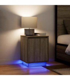 vidaXL Bedside Cabinets with LED Lights 2 pcs Sonoma Oak 38x34x50 cm