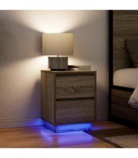 vidaXL Bedside Cabinets with LED Lights 2 pcs Sonoma Oak 38x34x50 cm — V0672060384