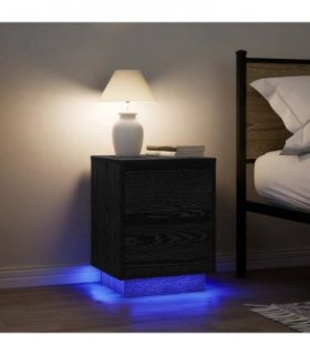vidaXL Bedside Cabinets with LED Lights 2 pcs Black 38x34x50 cm — V0672060387