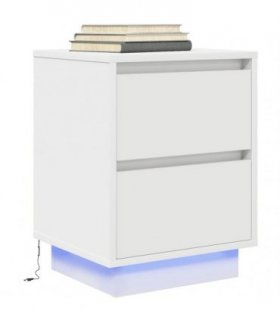 vidaXL Bedside Cabinet with LED Lights White 38x34x50 cm — V0672060390