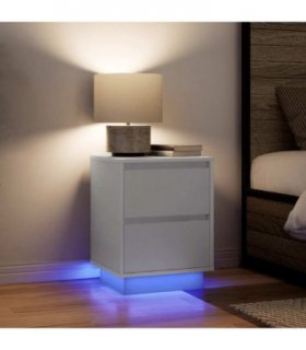 vidaXL Bedside Cabinets with LED Lights 2 pcs White 38x34x50 cm — V0672060391