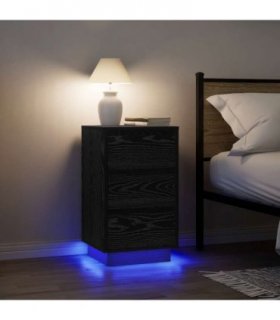 vidaXL Bedside Cabinet with LED Lights Black 38x34x65 cm