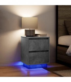 vidaXL Bedside Cabinets with LED Lights 2 pcs Concrete Grey 38x34x50 cm — V0672060399