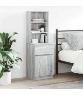 vidaXL Bedside Cabinet Grey Sonoma 39x35x125 cm Engineered Wood