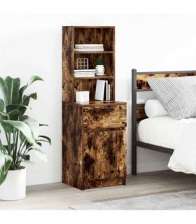 vidaXL Bedside Cabinet Smoked Oak 39x35x125 cm Engineered Wood
