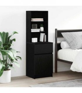 vidaXL Bedside Cabinet Black 39x35x125 cm Engineered Wood
