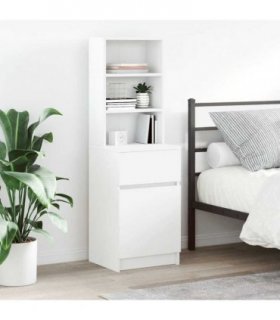 vidaXL Bedside Cabinet White 39x35x125 cm Engineered Wood