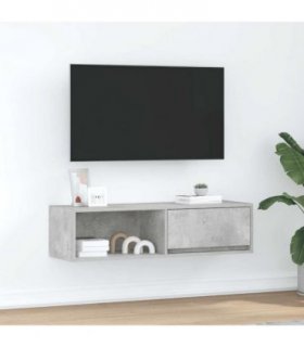 vidaXL TV Cabinet Concrete Grey 100x31x25.5 cm Engineered Wood