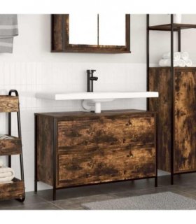 vidaXL Bathroom Basin Cabinet with Drawers Smoked Oak 90x34.5x60 cm