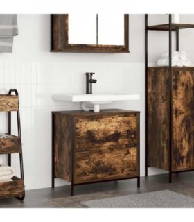 vidaXL Bathroom Basin Cabinet with Drawers Smoked Oak 60x34.5x60 cm