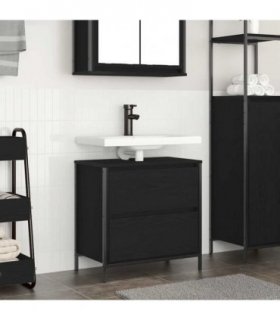vidaXL Bathroom Basin Cabinet with Drawers Black Oak 60x34.5x60 cm