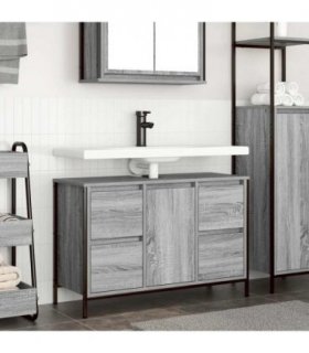 vidaXL Basin Cabinet with Drawers Grey Sonoma 90x34.5x60 cm