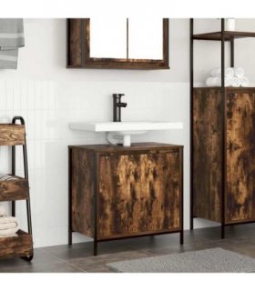 vidaXL Bathroom Basin Cabinet Smoked Oak 60x34.5x60 cm
